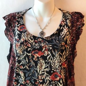Lucky Brand Mixed print ruffle top
